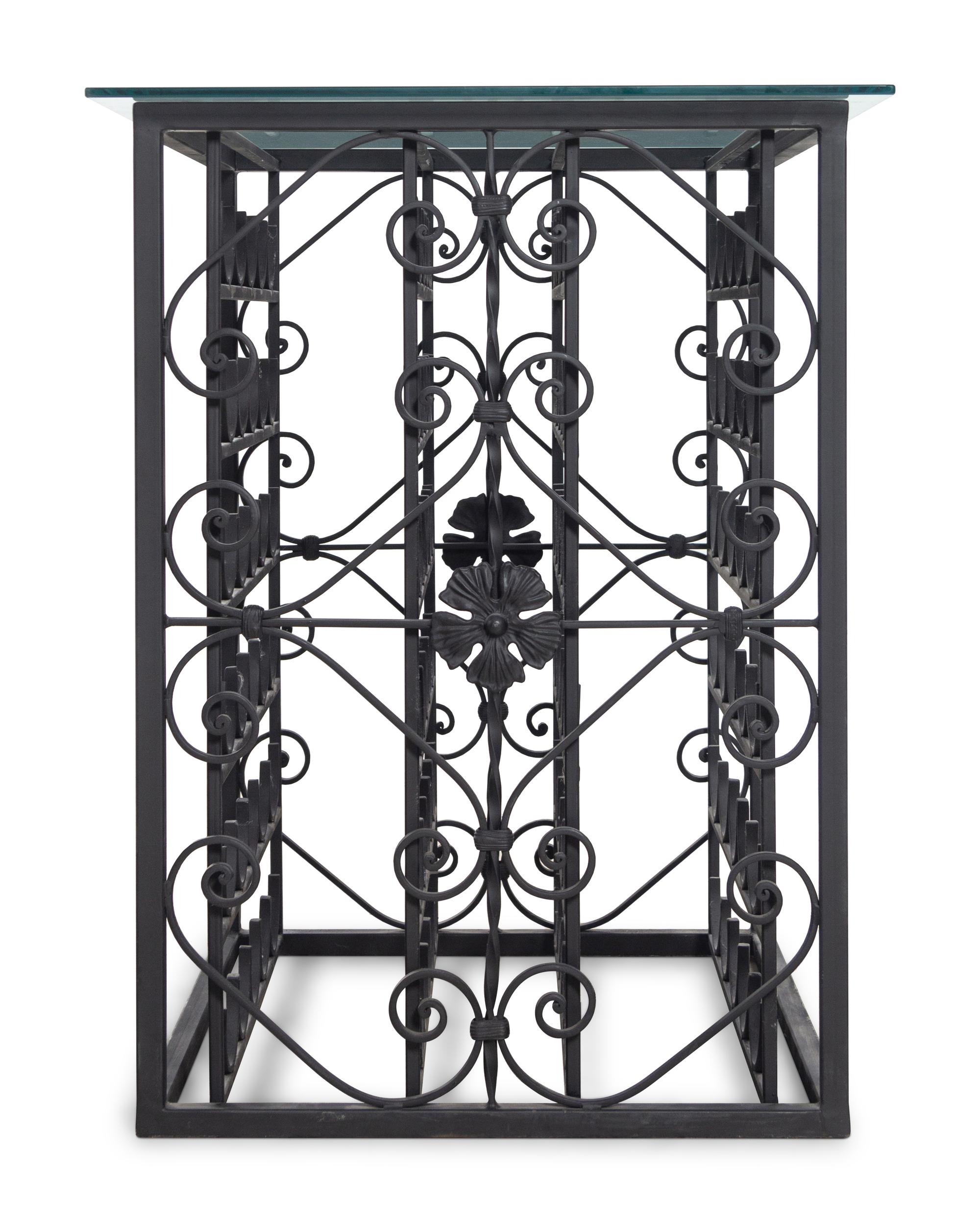 A Wrought-Iron 60-Bottle Wine Rack