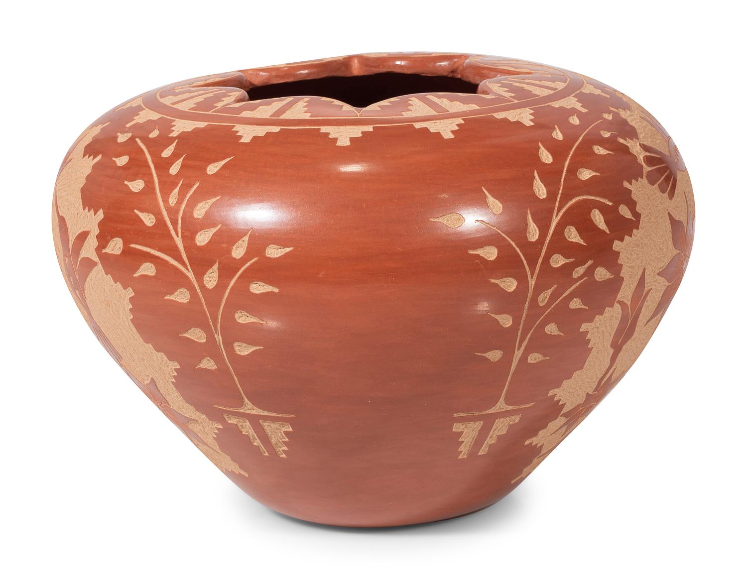 Sgraffito Redware Pottery Jar