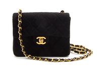 A Chanel Black Quilted Wool Jersey Flap Bag, 7 x 5 1/2 x 2 1/2 inches.