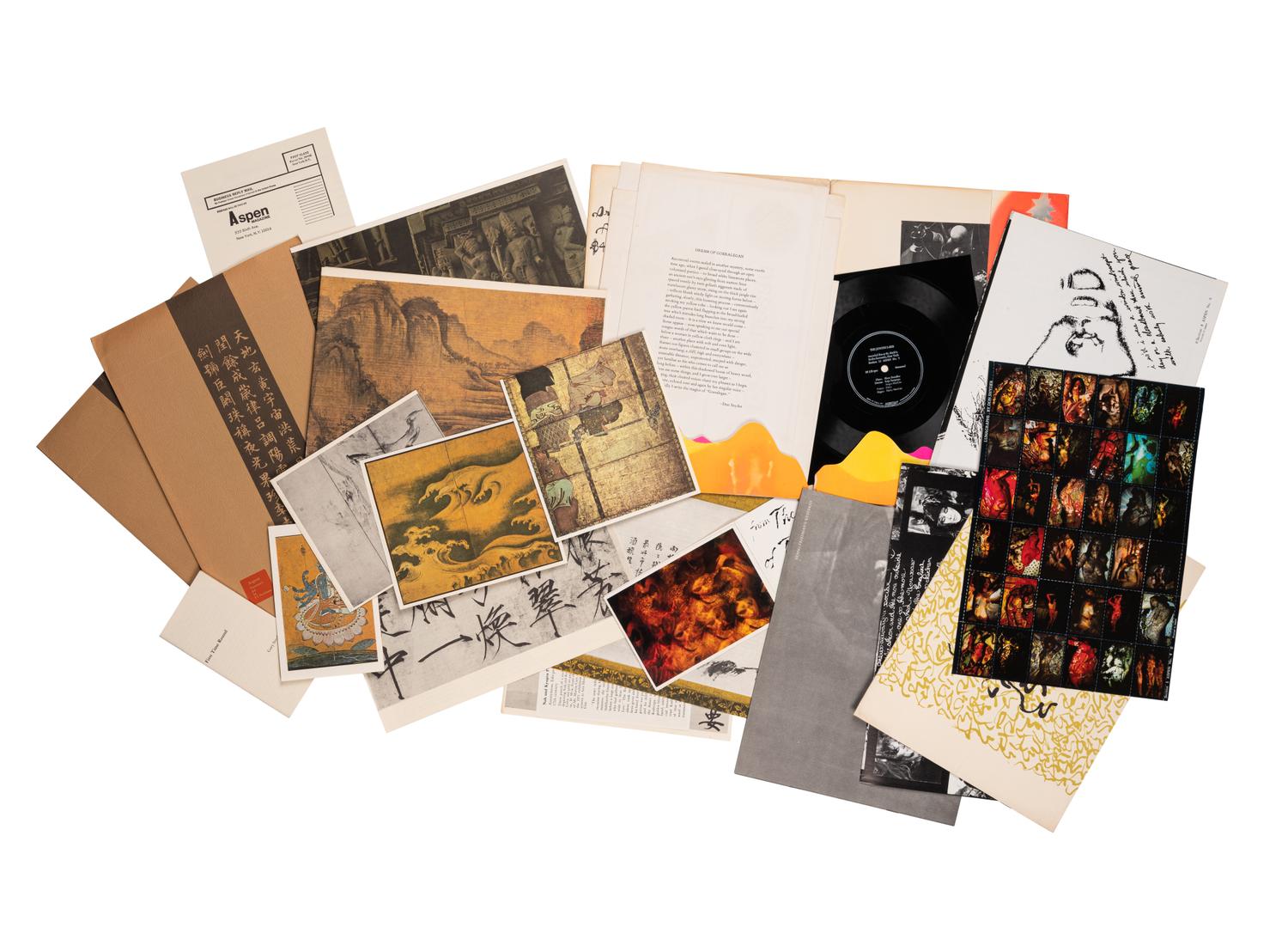 [ARTISTS' BOOKS] -- [ASPEN MAGAZINE]. JOHNSON, Phyllis, editor. Aspen the Magazine in a Box . COMPLETE RUN: Numbers 1, 2, 3, 4, 5&6, 6A, 7, 8, 9, and 10. New York: Roaring Ford Press & Aspen Communications Inc., 1965-1971.
