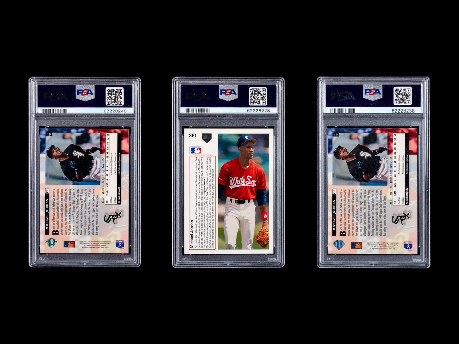 A Group of Three 1990s PSA 9 Mint Michael Jordan Rookie Baseball Cards,