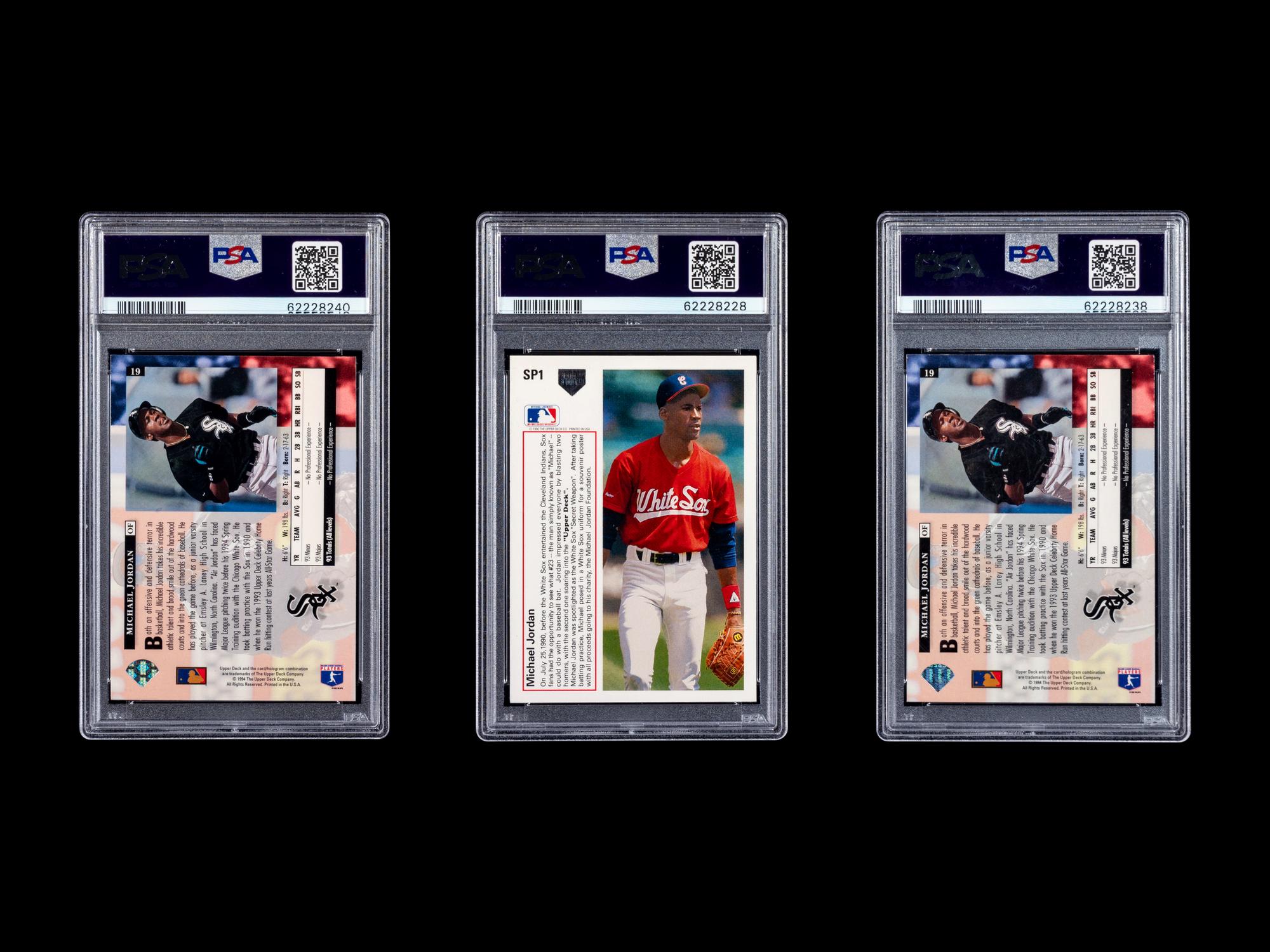 A Group of Three 1990s PSA 9 Mint Michael Jordan Rookie Baseball Cards,