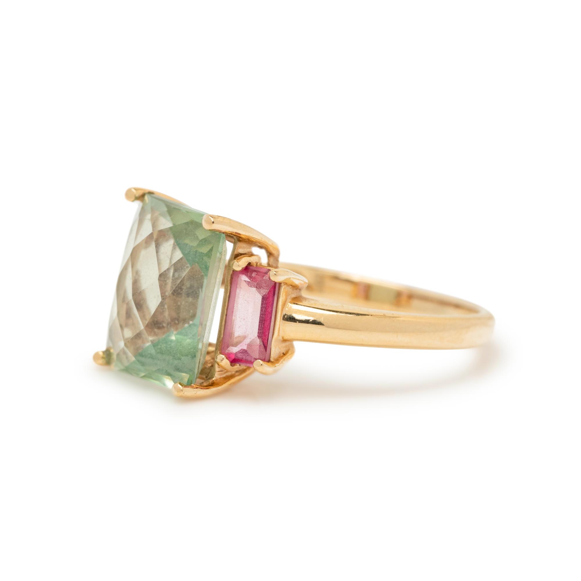 GREEN AND PINK TOPAZ RING