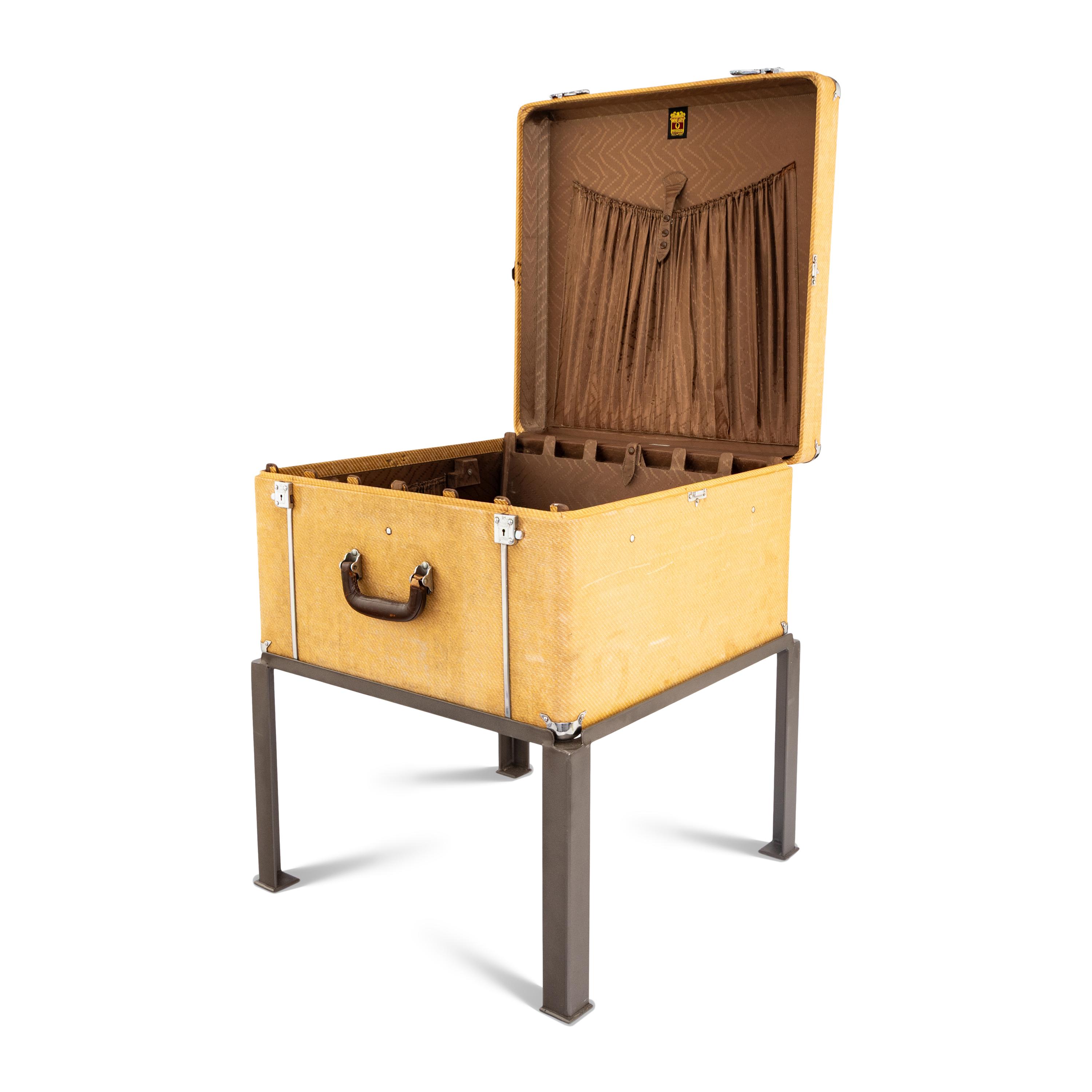 A Wheary Streamgard Travel Case Adapted as a Side Table