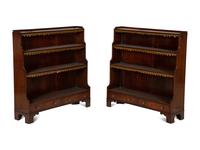 A Pair of Regency Style Mahogany Waterfall Bookcases — 20th Century