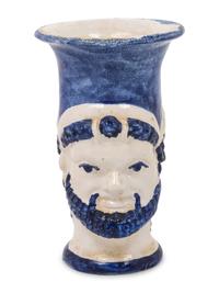 A Blue and White Glazed Pottery Two-Headed Cup
