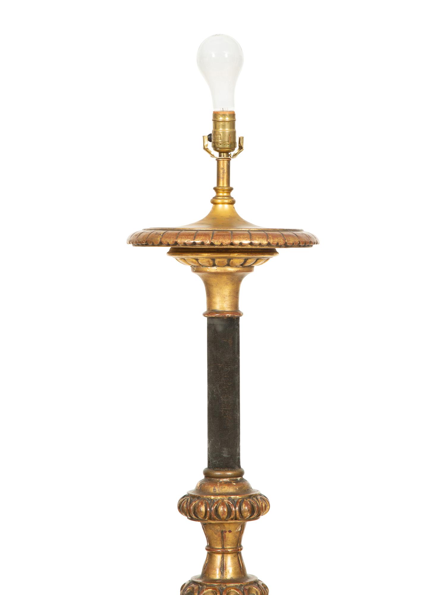 An Italian Giltwood Torchère Mounted as a Floor Lamp