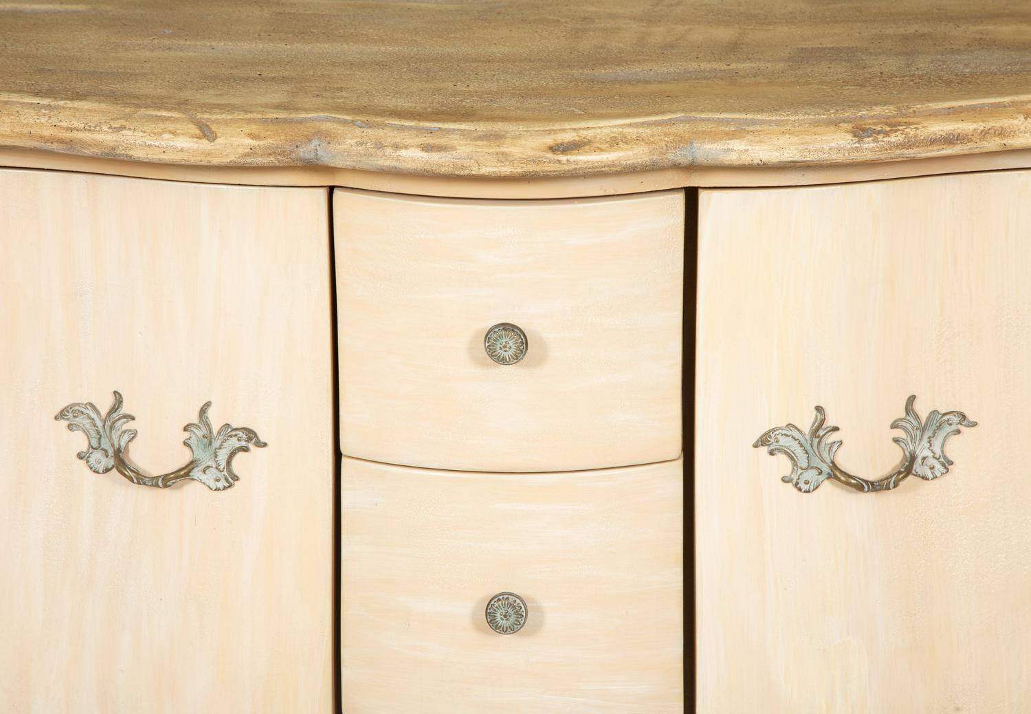 A Painted and Parcel-Gilt Bombé Commode