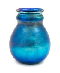 A Tiffany Studios Blue Favrile Glass Vase Height 5 1/8 inches.