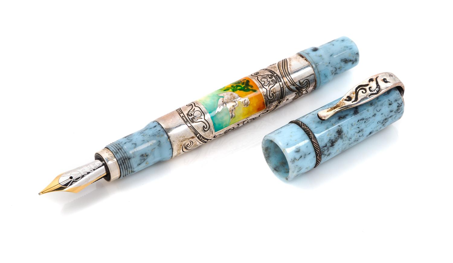 A Marlen Liberty Art Nouveau Light Blue Limited Edition Fountain Pen
