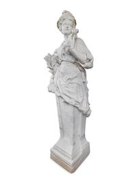 A Set of Four Monumental Carved Marble Garden Herms Allegorical of the Four Seasons