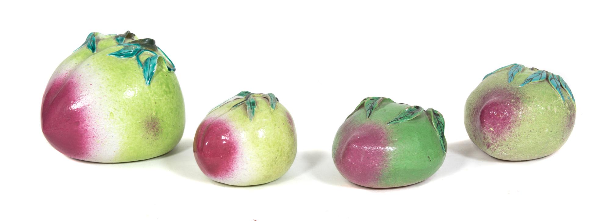 Four Chinese Glazed Ceramic Plums Largest width 6 inches.