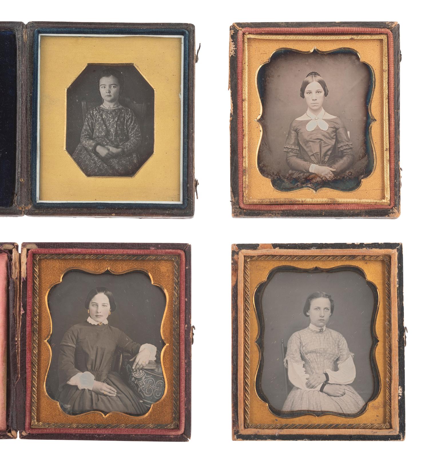 [EARLY PHOTOGRAPHY]. 26 sixth plate daguerreotypes of girls and young ladies.