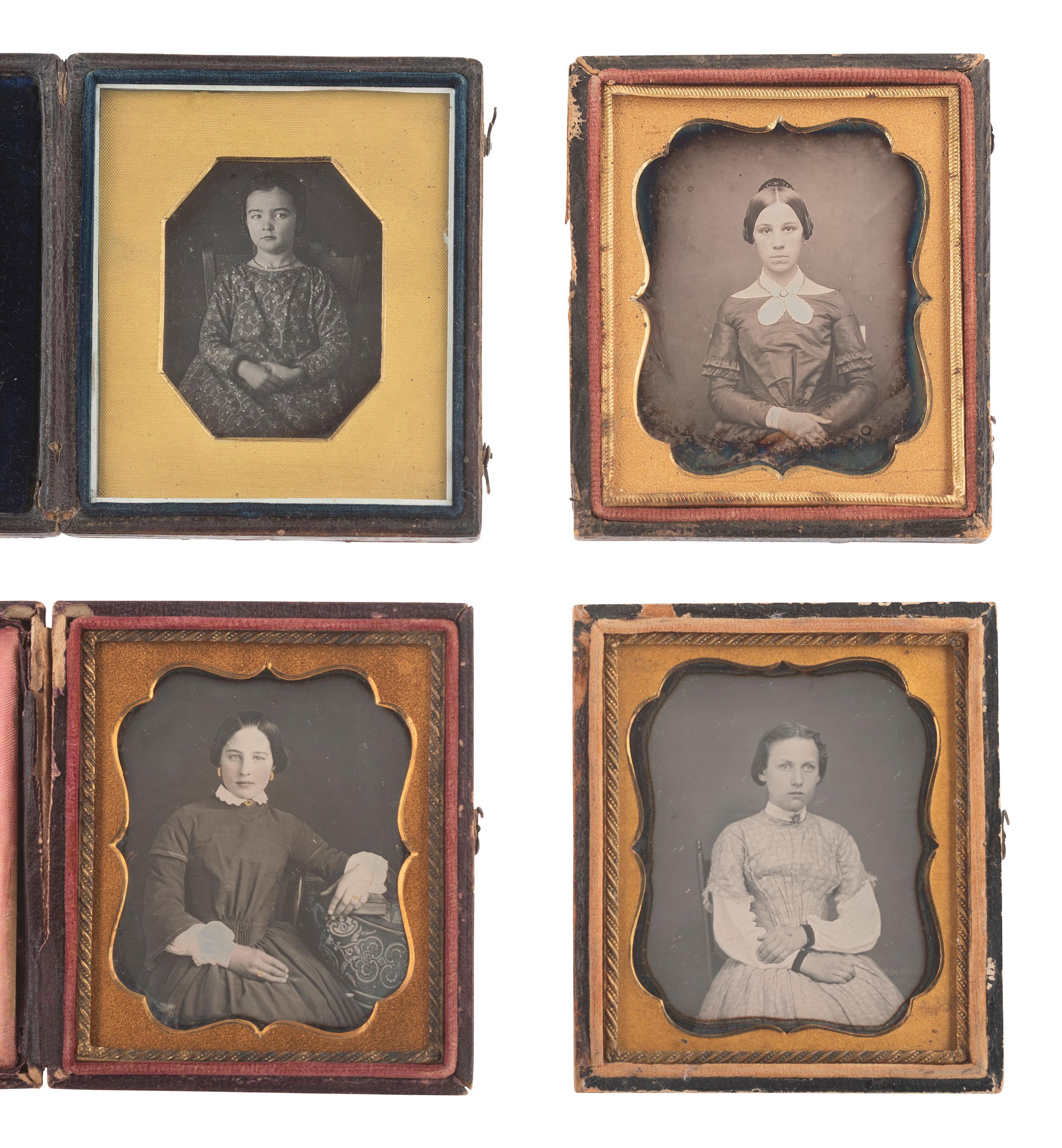 [EARLY PHOTOGRAPHY]. 26 sixth plate daguerreotypes of girls and young ladies.