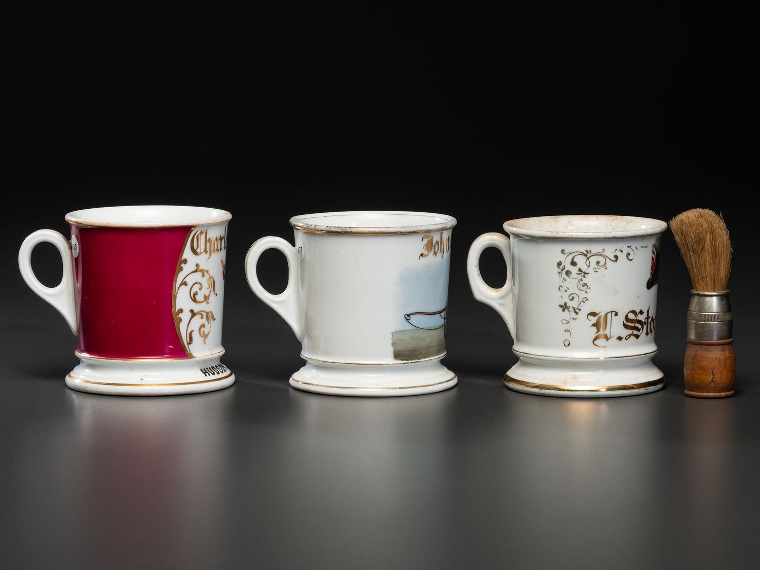 Three Fireman's Porcelain Occupational Shaving Mugs