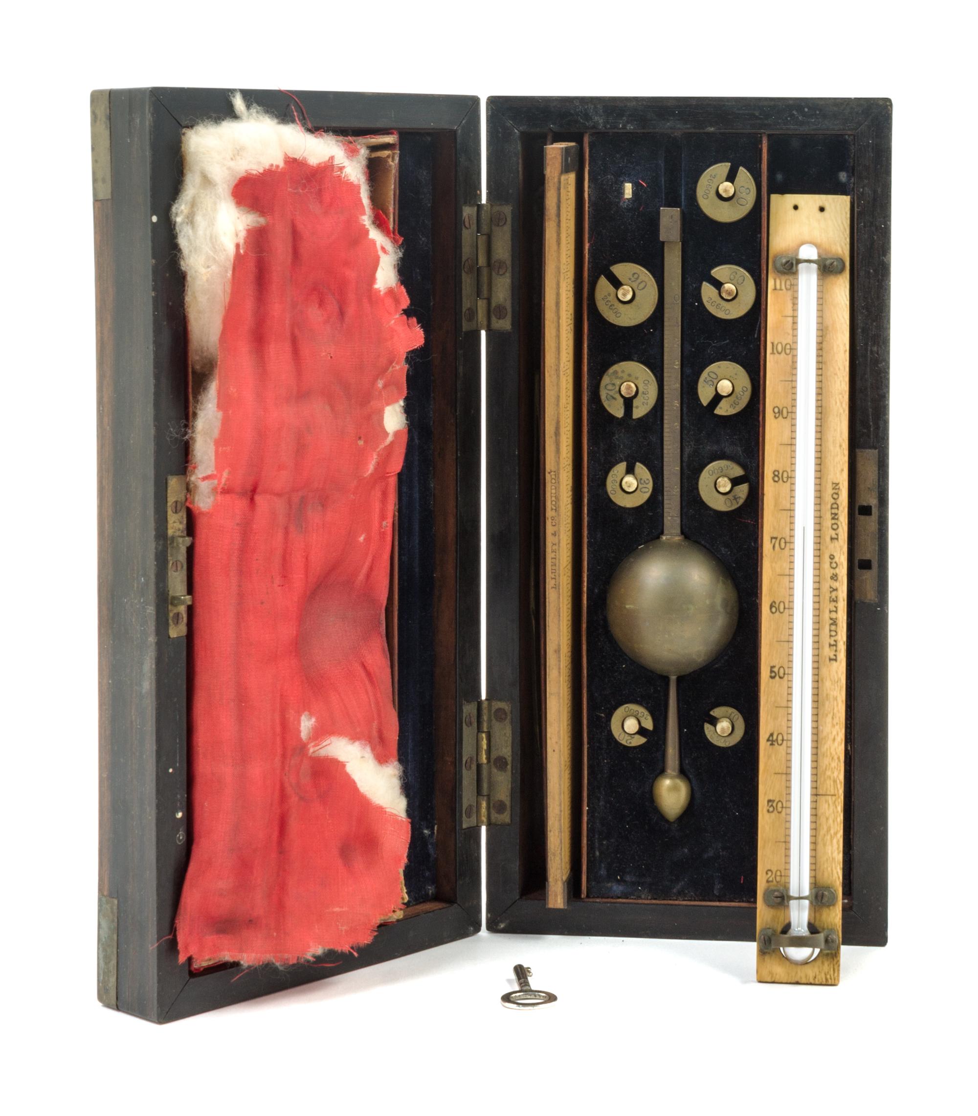 An English Brass Hydrometer Length of hydrometer 7 inches. — L. LUMLEY & CO., LONDON, 19TH CENTURY