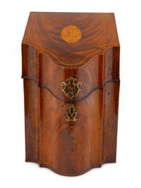 A George III Style Inlaid Mahogany Knife Box — LATE 19TH CENTURY/ EARLY 20TH CENTURY