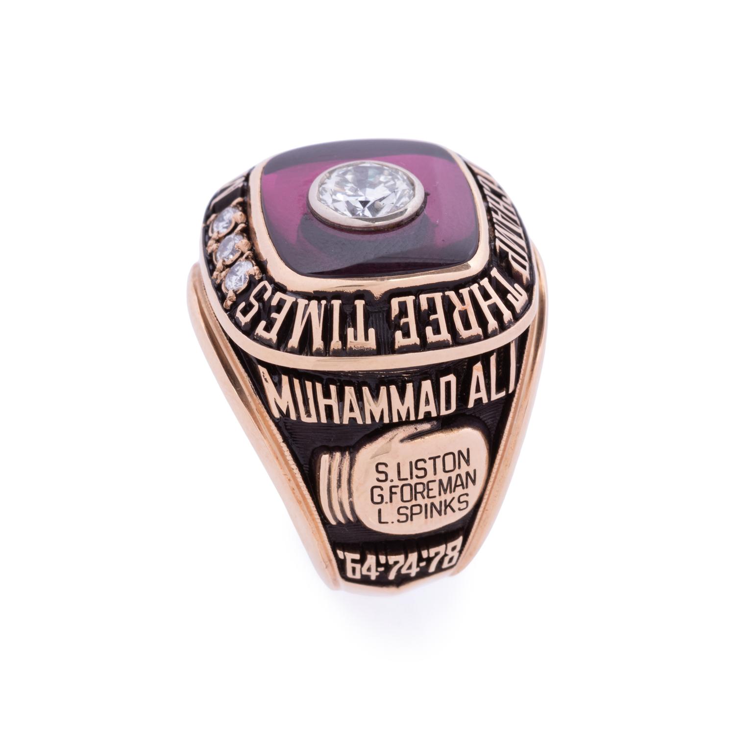 A Rare 1979 Muhammad Ali Commissioned Jostens Gold and Diamond Three Time Heavyweight Boxing Championship Ring