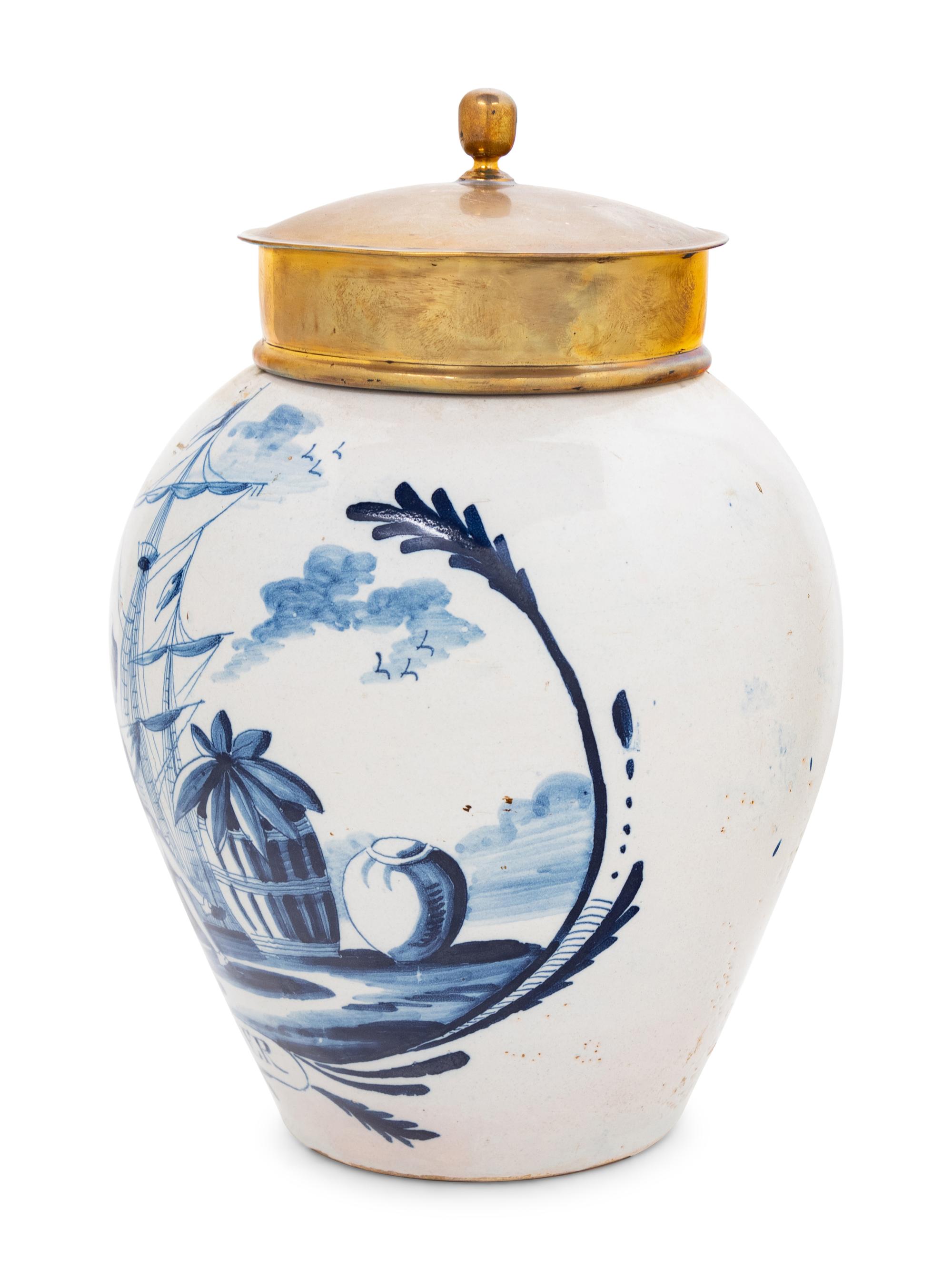 A Delft Blue and White Tobacco Jar