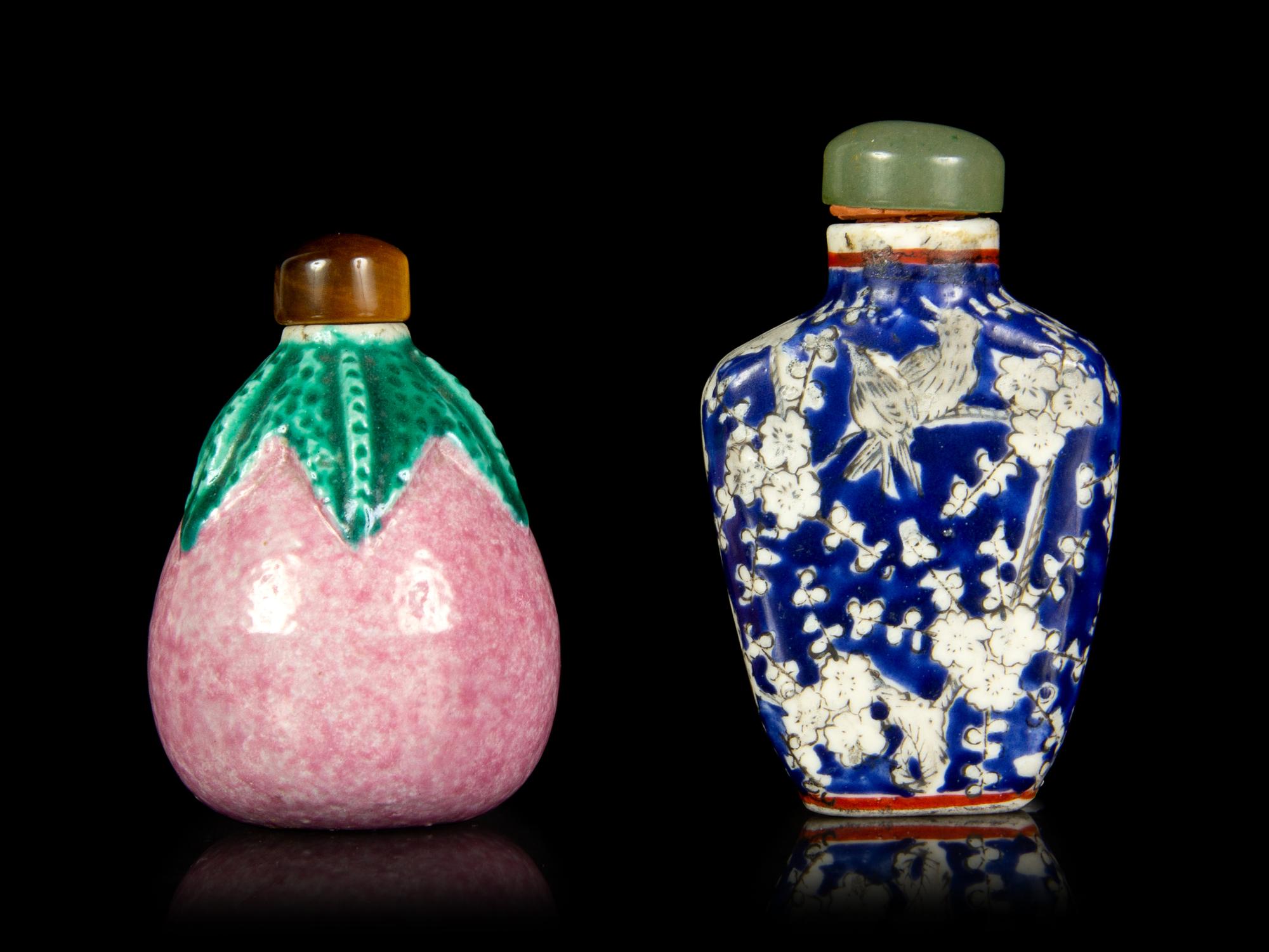 Two Chinese Famille Rose Porcelain Snuff Bottles