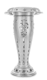 An American Silver Vase, Tiffany & Co., New York, NY, the out-turned undulating rim pierced to show circles and quatrefoils, the body a