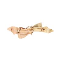 TRICOLOR GOLD AND DIAMOND BOW BROOCH