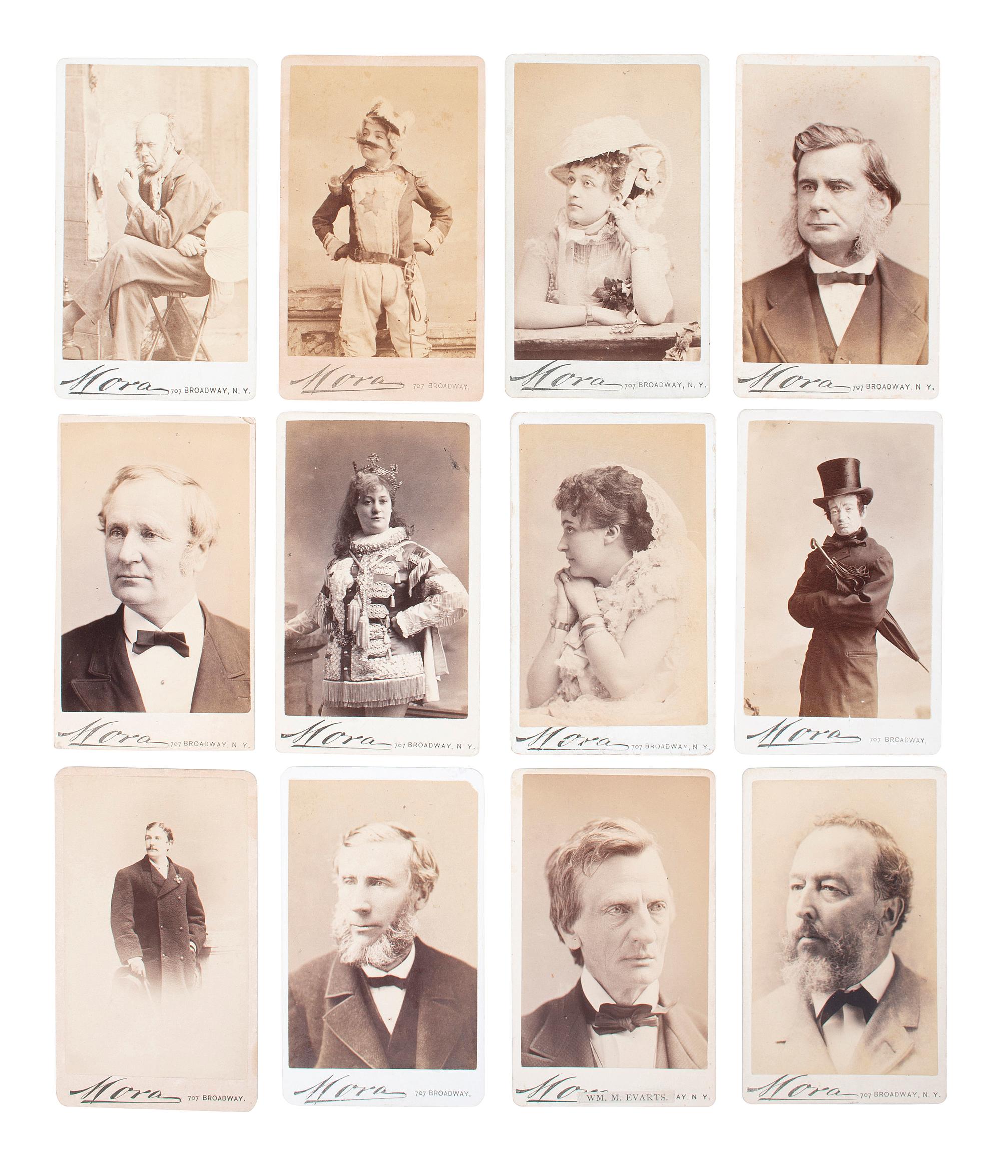 [EARLY PHOTOGRAPHY]. MORA, José María (1847-1926), photographer. Extensive collection of over 220 CDVs and cabinet cards of politicians, abolitionists, performers, and other notable personalities, incl. a self-portrait of Mora.