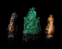 Three Chinese Hardstone Covered Vases
