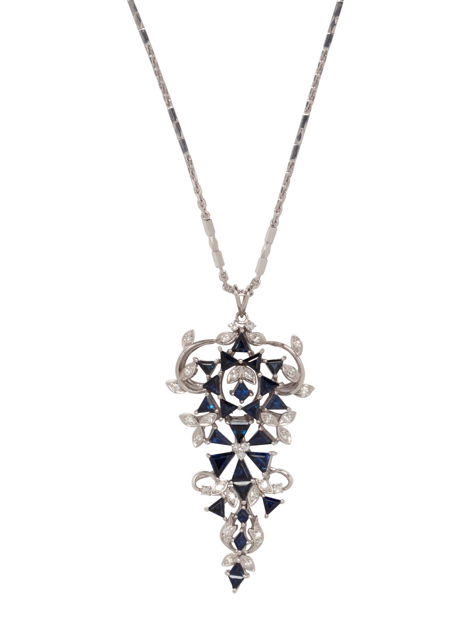 SAPPHIRE AND DIAMOND PENDANT/NECKLACE