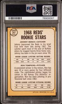 A 1968 Topps Johnny Bench Rookie Card No. 247 (PSA 6 EX-MT)