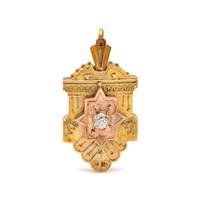 ETRUSCAN REVIVAL, BICOLOR GOLD AND DIAMOND LOCKET PENDANT
