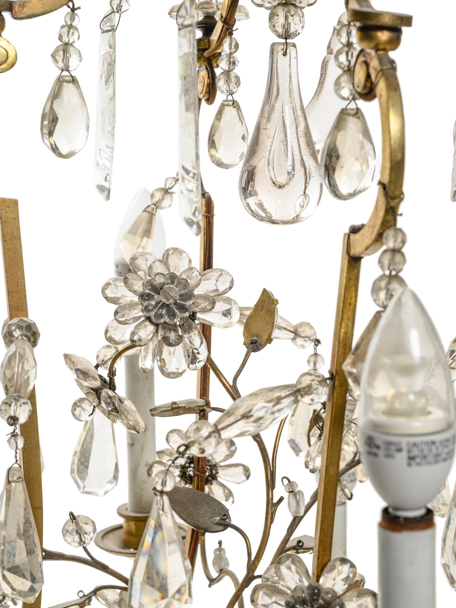 A Pair of French Gilt Bronze and Glass-Beaded Twelve-Light Chandeliers