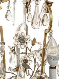 A Pair of French Gilt Bronze and Glass-Beaded Twelve-Light Chandeliers