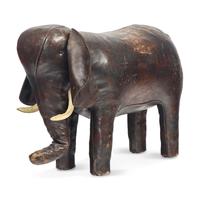 An Abercrombie & Fitch Leather Elephant Footstool