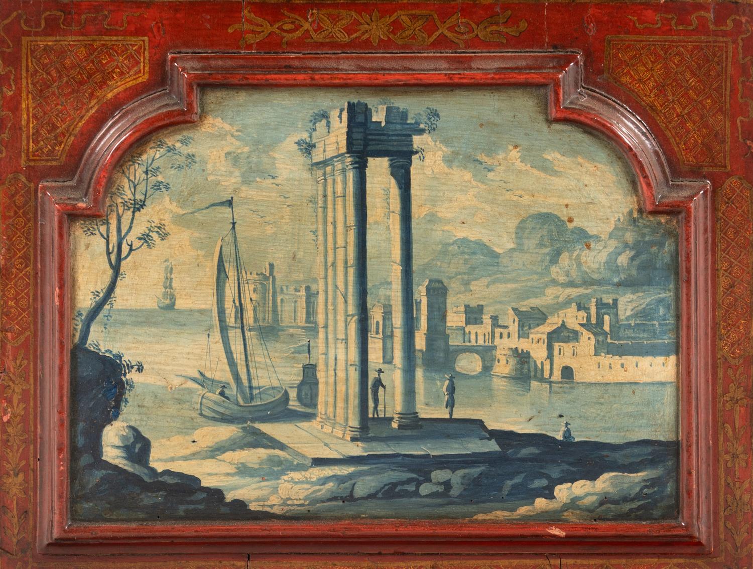 A Continental Painted Tall Case Clock