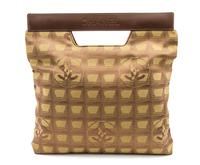 A Chanel Khaki Canvas Travel Line Bag, 11 x 11 x 1 inches.