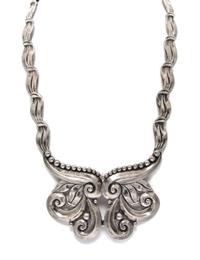 A Sterling Necklace with Two Detachable Brooches, Margot de Taxco, 61.90 dwts.