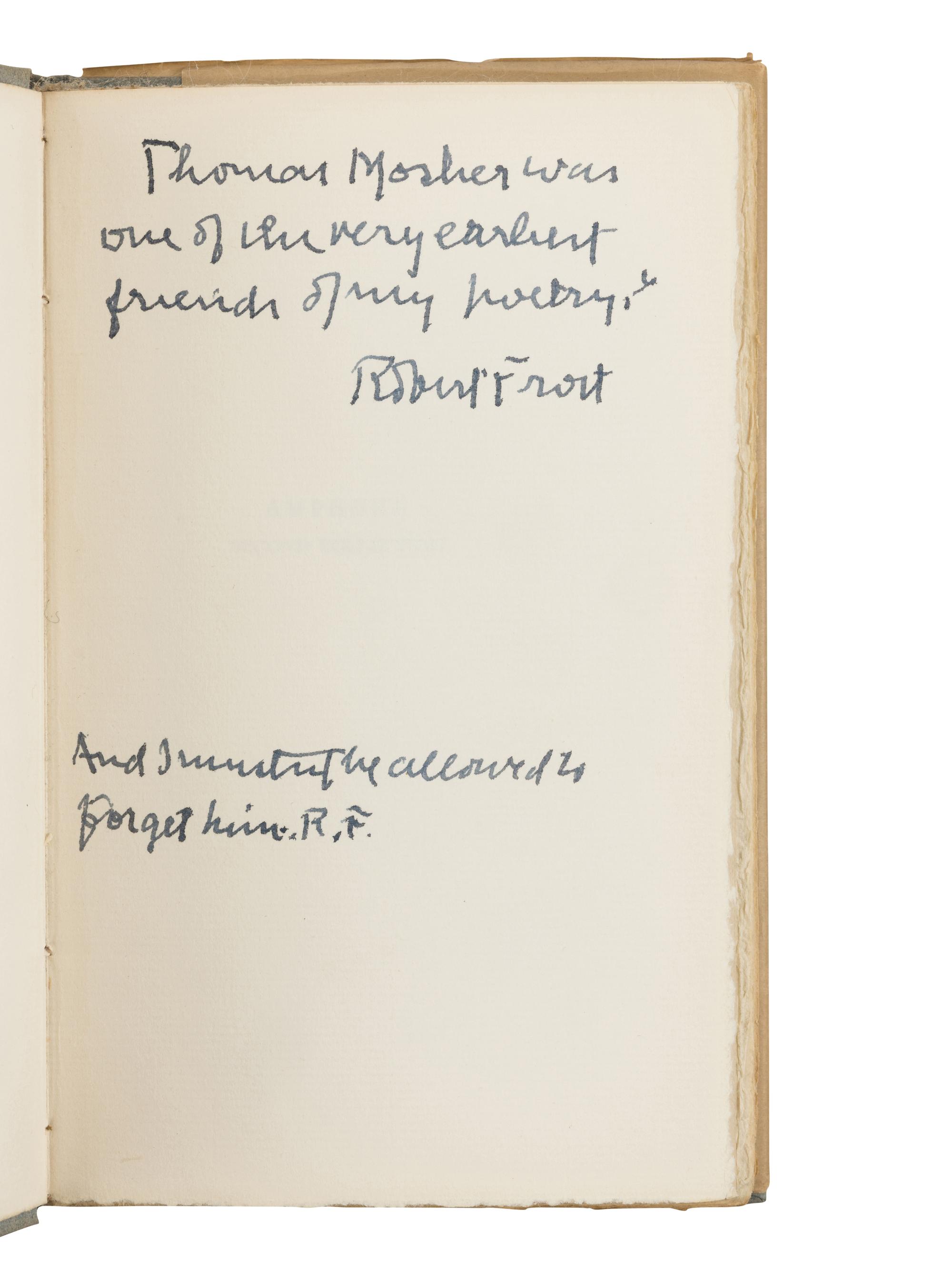FROST, Robert (1874-1963). A group of 15 works by Frost and others, many signed, including: