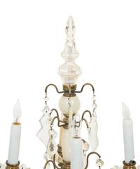 A Pair of Gilt Metal, Onyx, and Cut Glass Four Light Girandoles