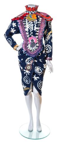 A Zandra Rhodes Denim Print Dress, Size 8.
