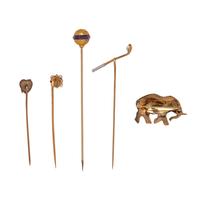COLLECTION OF GOLD AND MULTIGEM PINS