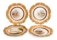 A Set of Three Doulton Porcelain Game Plates Diameter 9 1/4 inches.