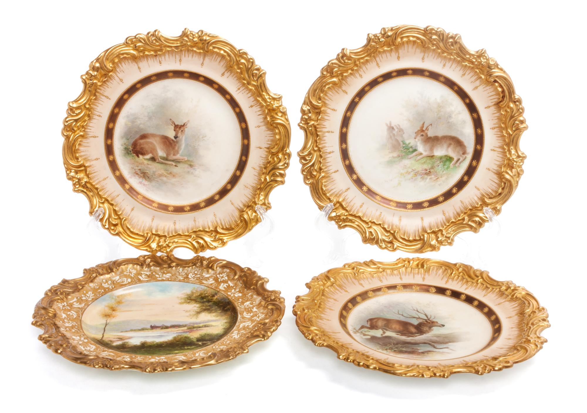 A Set of Three Doulton Porcelain Game Plates Diameter 9 1/4 inches.