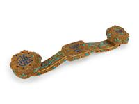 A Chinese Enameled and Jeweled Gilt Metal Scepter