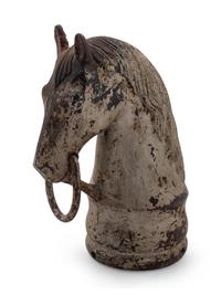 A Cast Iron Horsehead Hitching Post