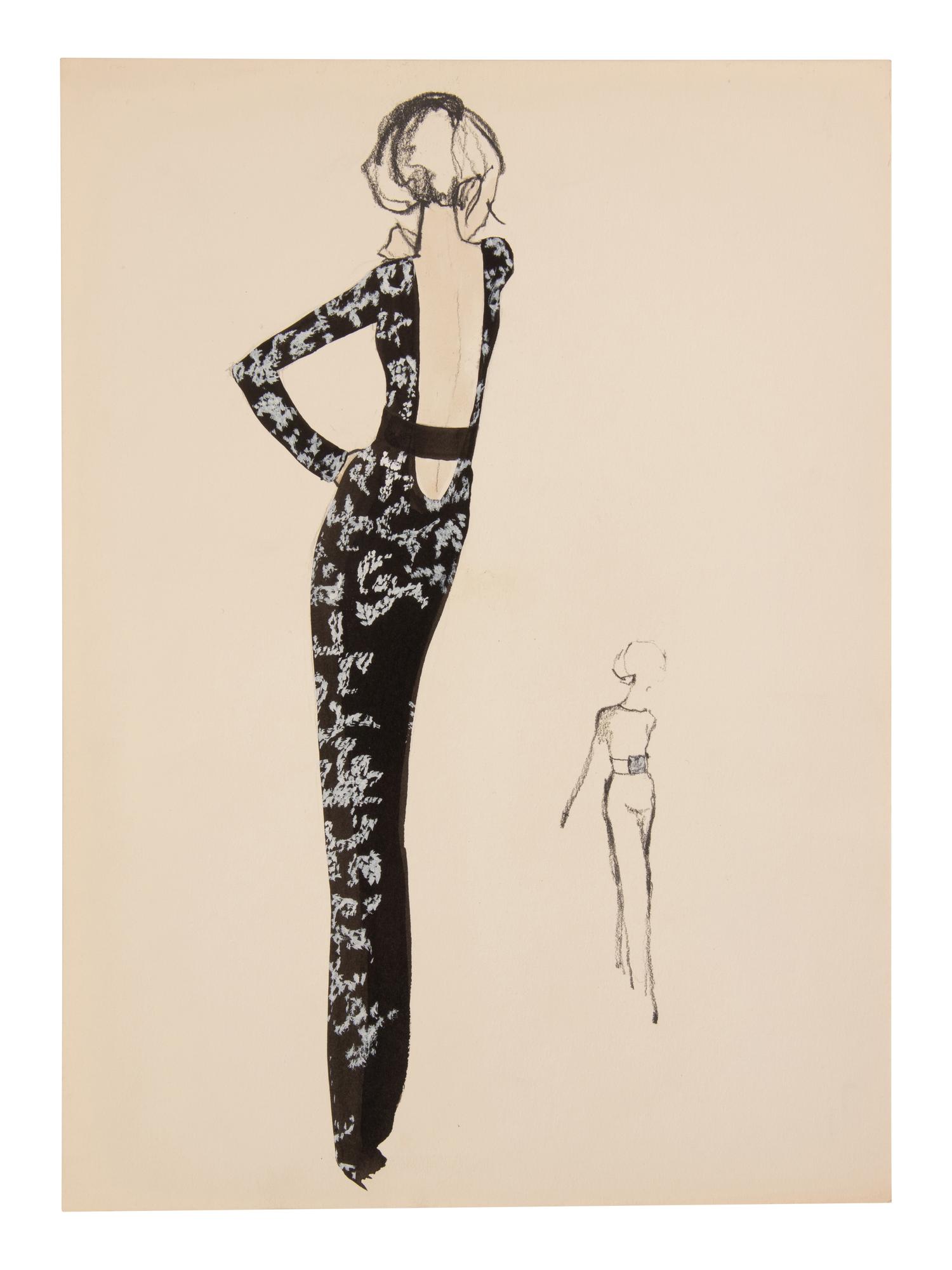Four Issey Miyake for Geoffrey Beene Fashion Illustrations, Late 1960s
