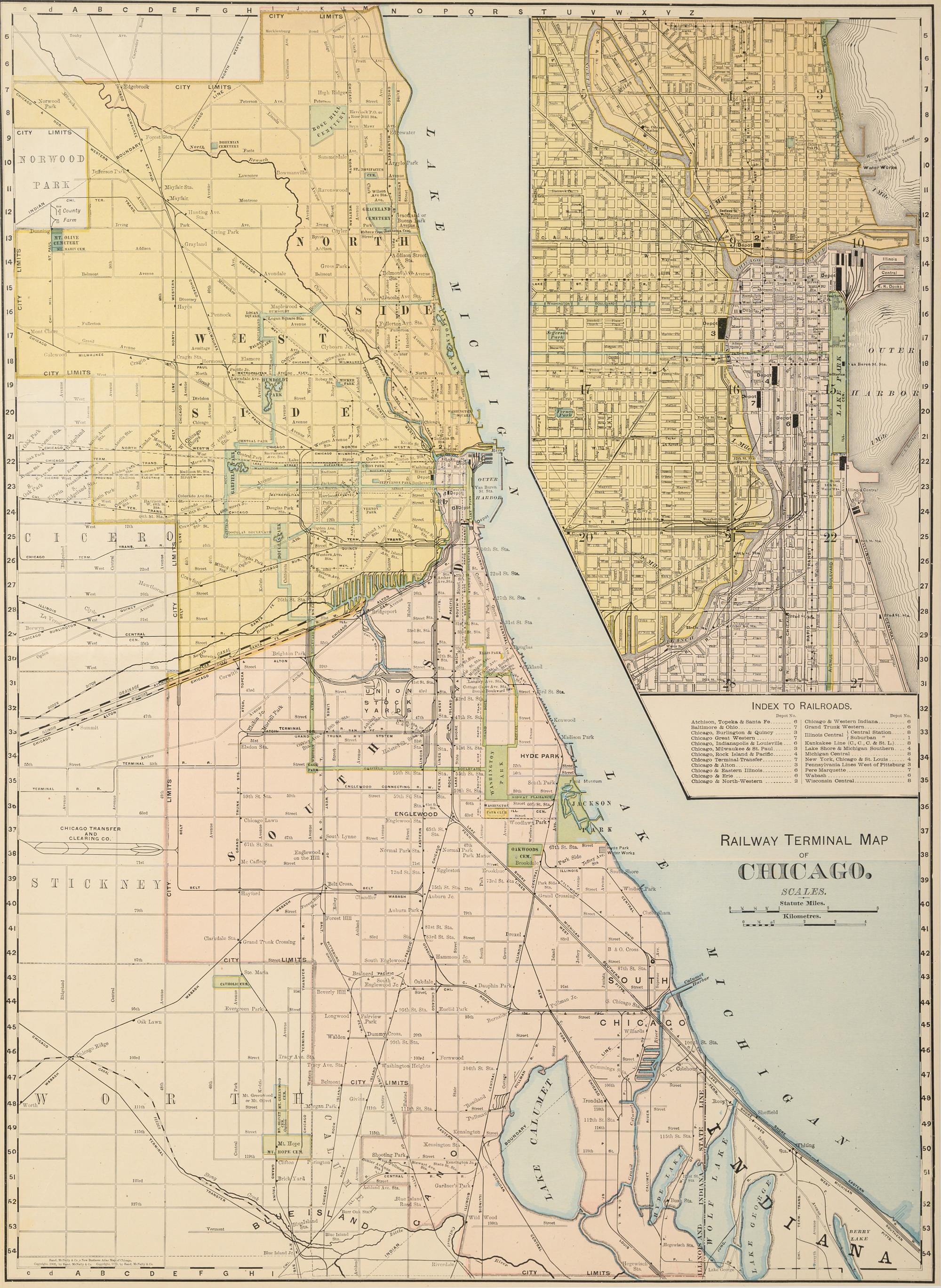 A Group of 13 maps of Chicago and Illinois, comprising: