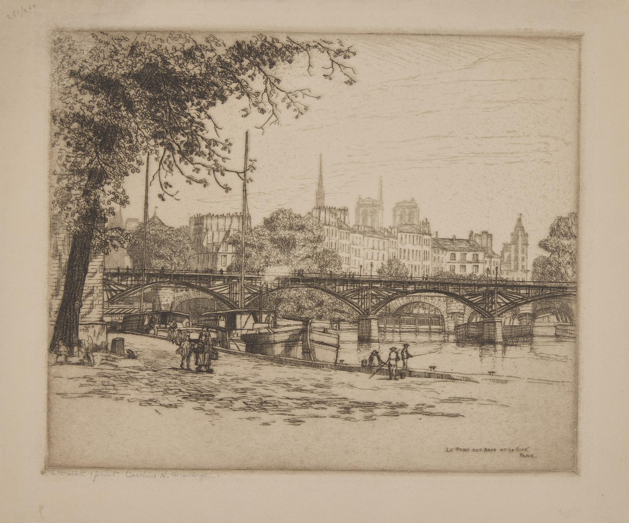 Caroline Helena Armington (American, 1875–1939) — Le Pont des Arts et la Cite Paris , 1921 ; Together with Henri IV et la Cite Paris , 1920 (Two Works)