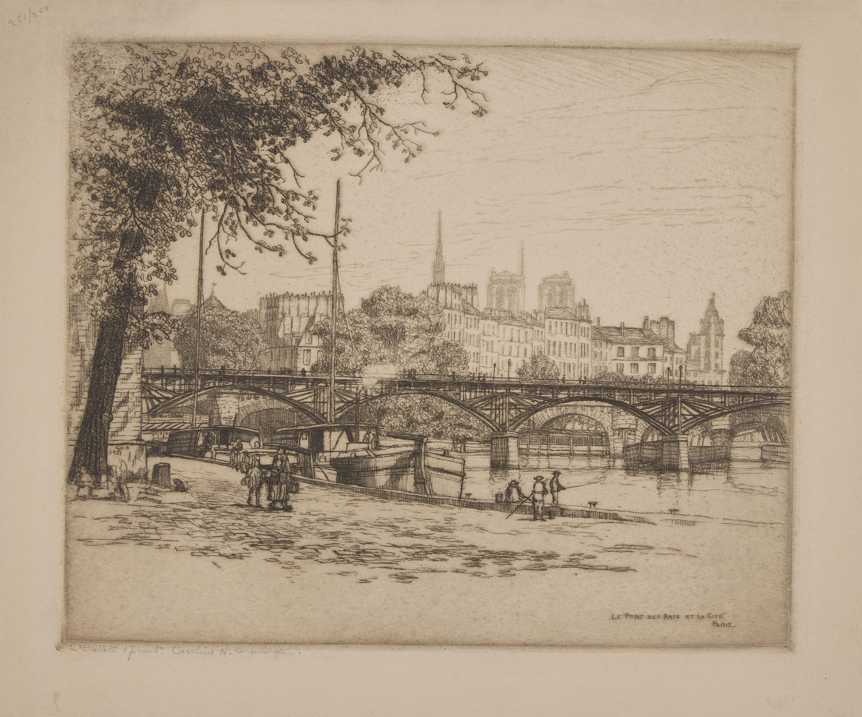 Caroline Helena Armington (American, 1875–1939) — Le Pont des Arts et la Cite Paris , 1921 ; Together with Henri IV et la Cite Paris , 1920 (Two Works)