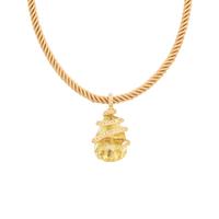 YELLOW GOLD, GREEN QUARTZ AND COLORED DIAMOND PENDANT/NECKLACE